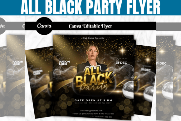 Download All Black Party Flyer Template - Premium Bundle